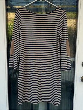 Striped Dress with Elbow Patches